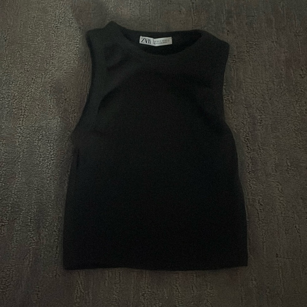 Black high neck fitted Zara Top